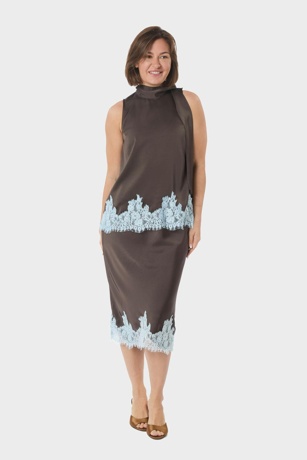 Naira blondenederdel - mørkebrun